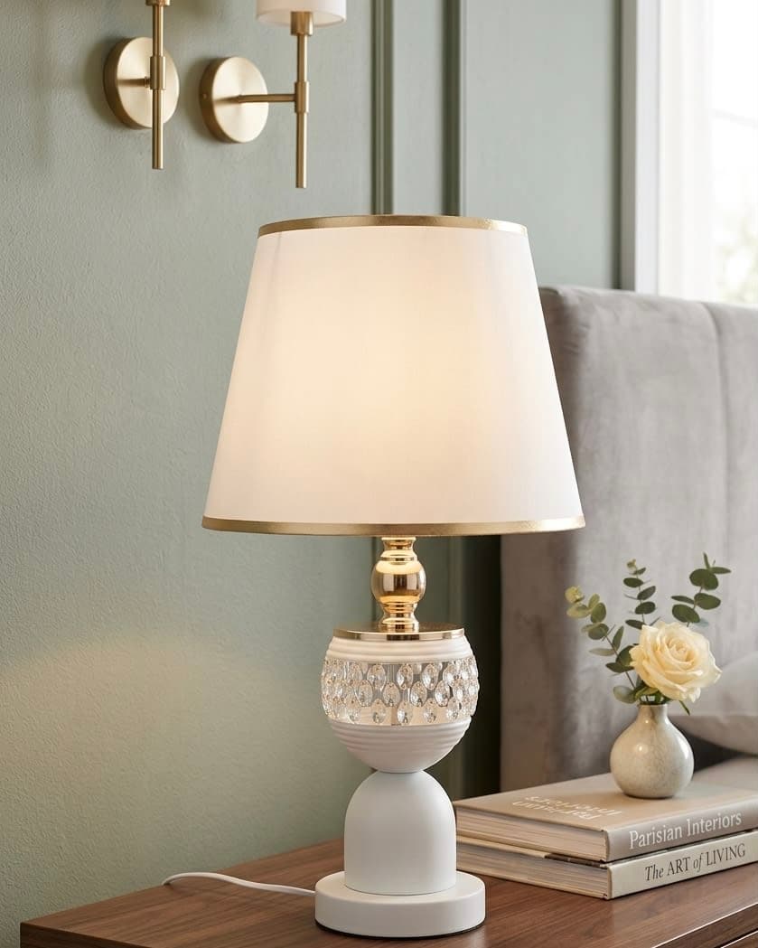 Luxury Table Lamp – White & Gold