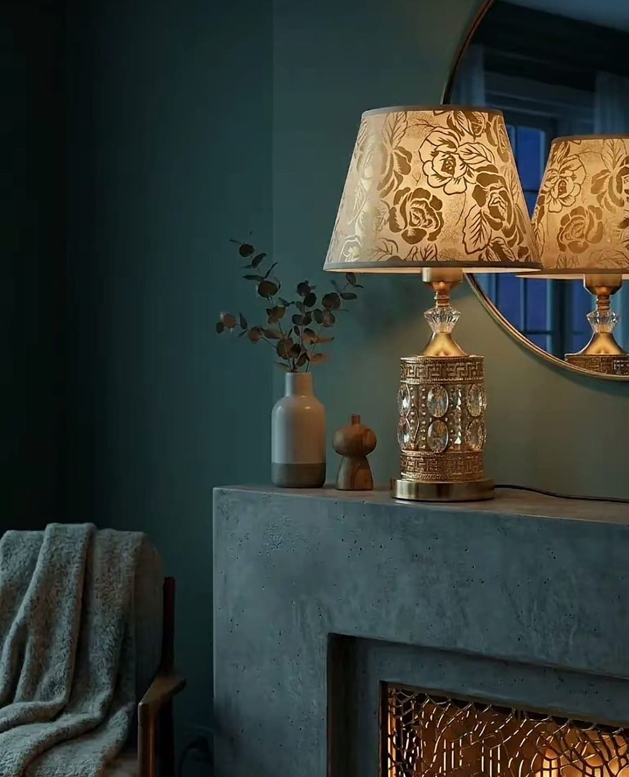 Luxury Crystal Floral Table Lamp