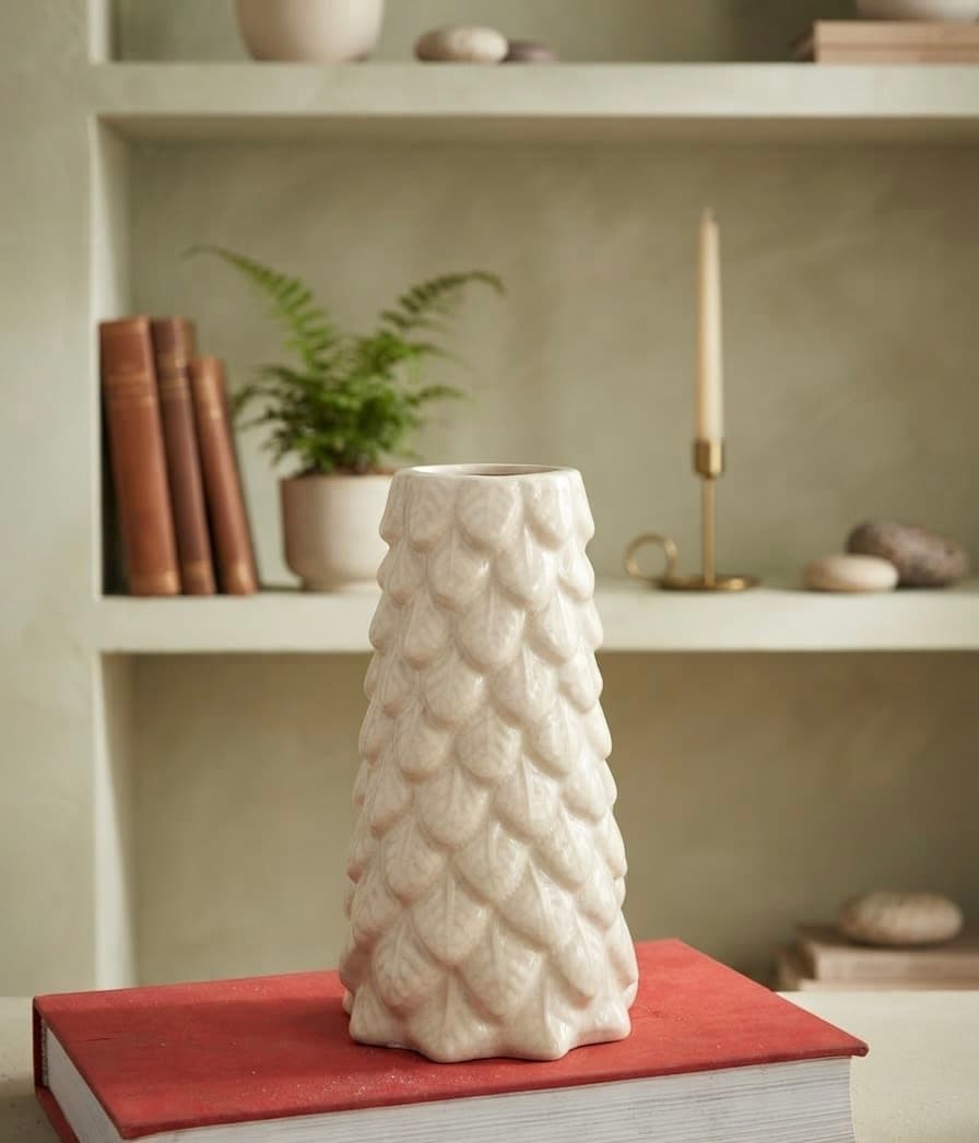 Elegant Leaf-Patterned Ceramic Vase