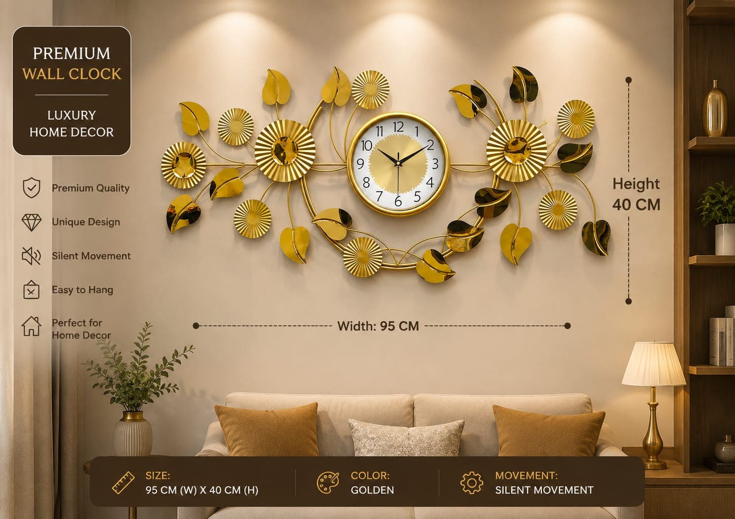 Premium Floral Wall Clock