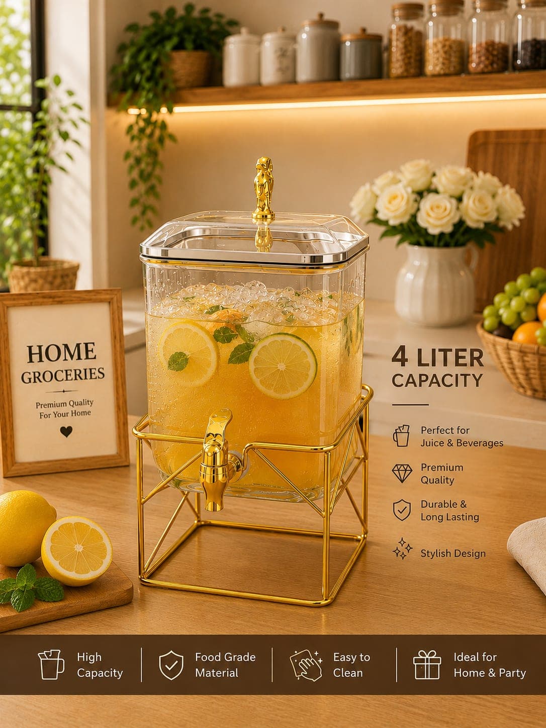 Glass Juice Dispenser – 4 Liter